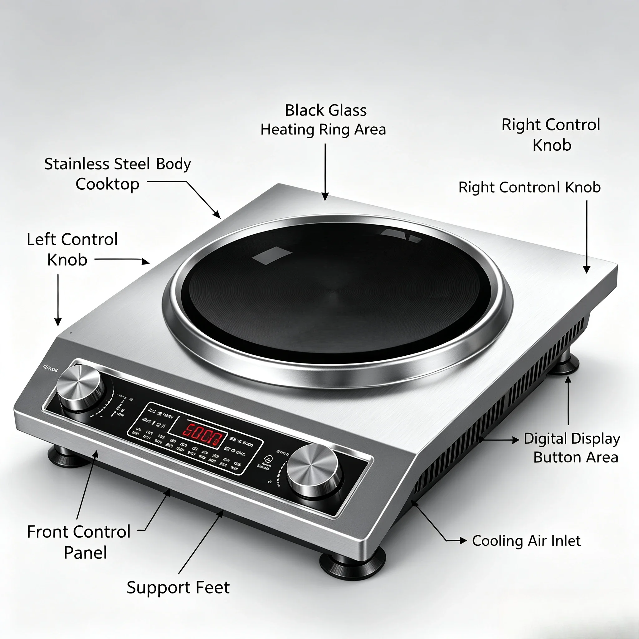 Concave Induction Cooker, Household Commercial Multi‑Function Hot Pot & Stir‑Fry Cooker, High‑Power Electric Induction Stove