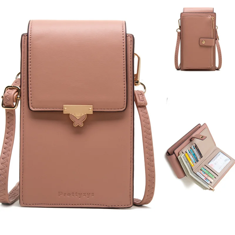 

New buckle zipper mobile phone bag Women's wallet Card bag One piece multi-function messenger shoulder bag