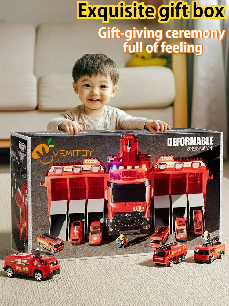 สเปรย์น้ํา Fire รถบรรทุกรุ่นบันไดรถบรรทุกของเล่นรถเสียงดึงกลับประตูเปิดรถคอลเลกชันเด็กของขวัญ