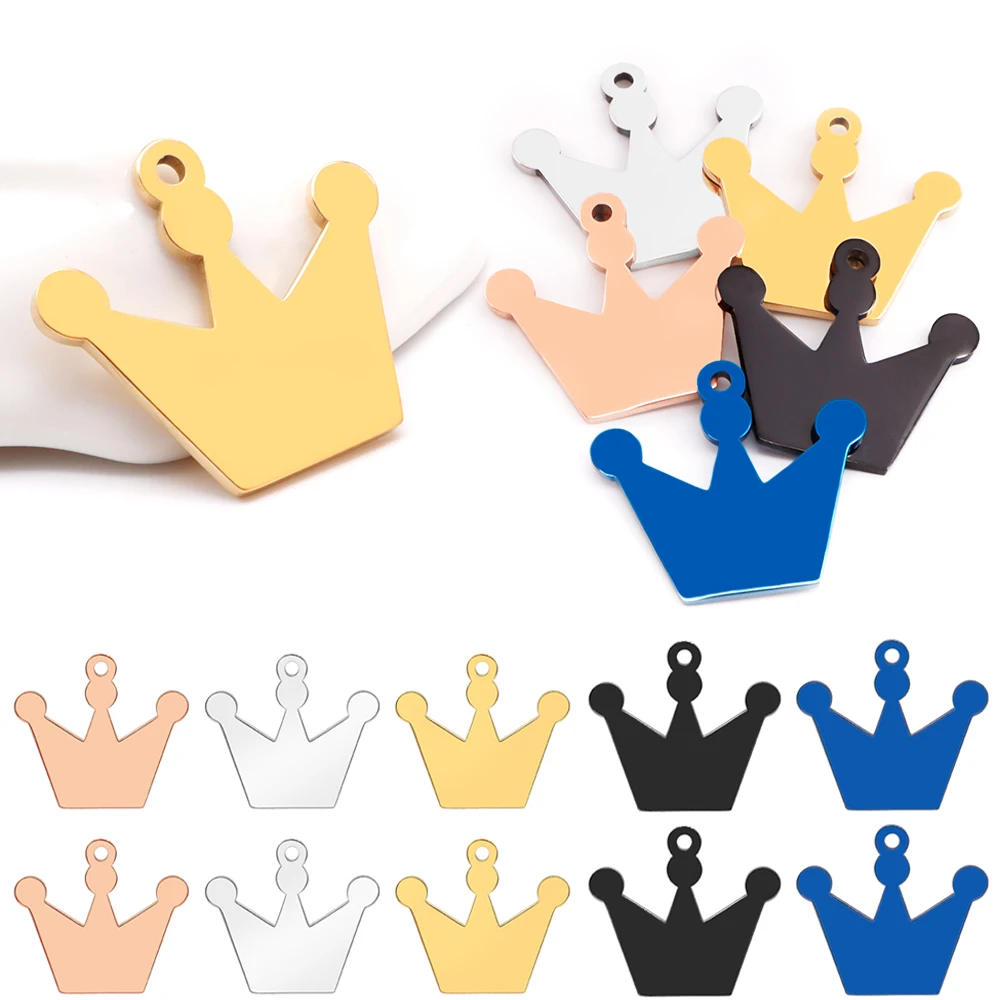 

100PCS Stainless steel crown shape mirror metal blank ID tag dog collar accessory engravable personality logo