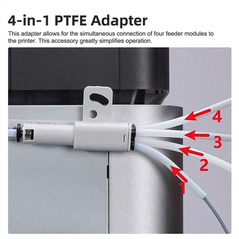 A41Z-For 3D Printer Part 4In1 Adapter Material Pipe Expansion Port AMS Connect 4 Feeding Modules For Bambulab X1/P1 X1C P1S