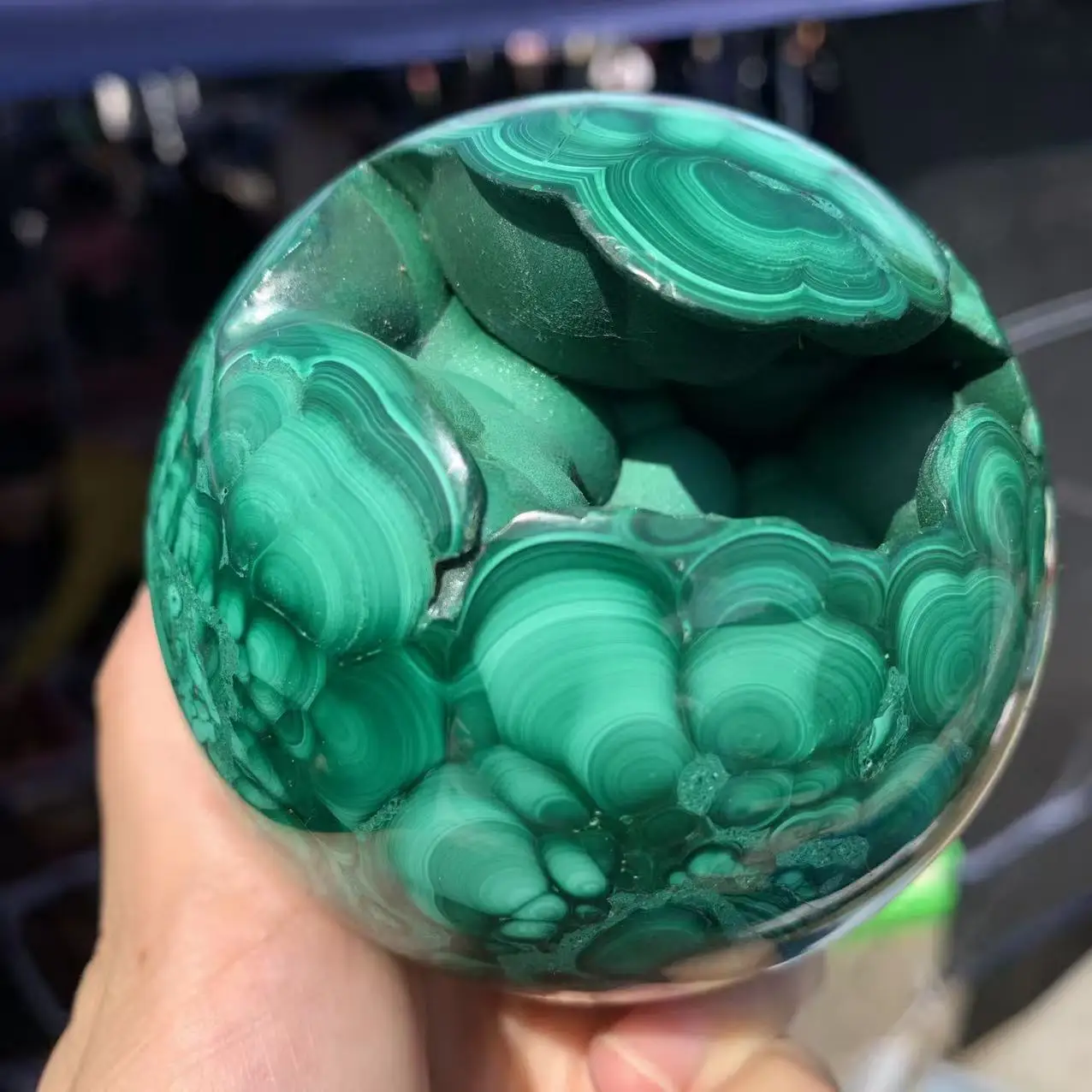 Natural Malachite Crystal Cave Crystal Quartz Sphere, Energy Healing, Energy Gemstone, Divination, Demagnetization, Hand-Polishe