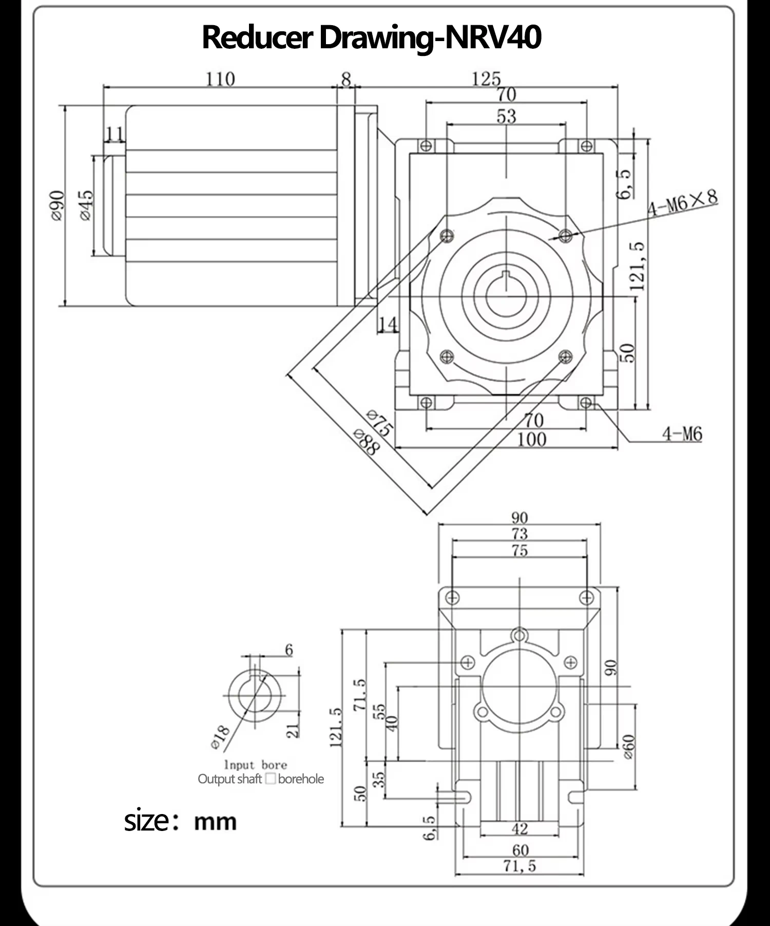 12V 24V 300W NMRV40 DC Worm Gear Motor with Single Output Shaft RV40 Adjustable-speed CW CCW High Torque