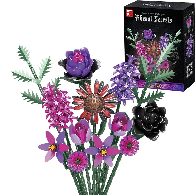 614-teiliger Gotischer Blumenstrauß Baukasten Dunkle Romantik Ewige Rosen Modell-Bausteine Verwelken Nie Heimdekoration Erwachsenen-DIY-Geschenk