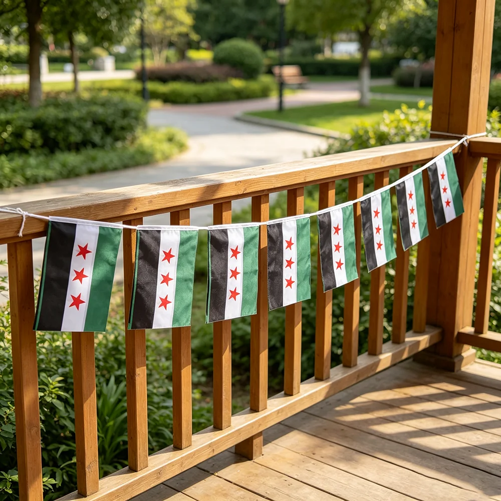SKY FLAG  Syria bunting flag 14*21cm 20PCS/packageThe Syrian character string Arab Republic Syrian three star Banner
