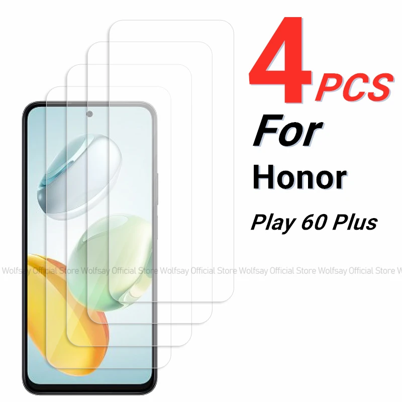 2/4PCS Screen Protector For Honor Play 60 Plus Tempered Glass Honor Play 60 Plus Full Glue Phone Glass Film Honor Play 60 Plus