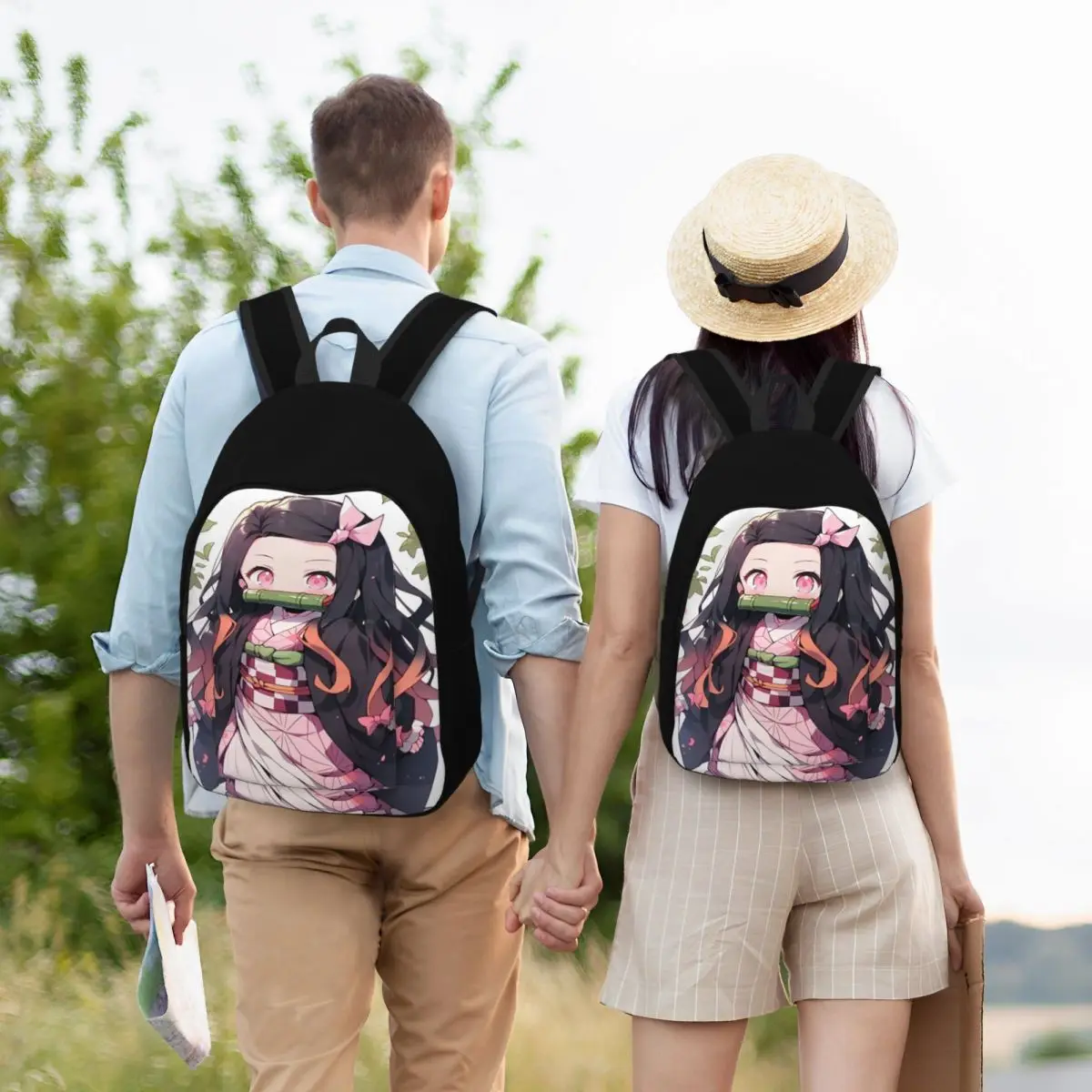 Nezuko-mochila escolar de Anime Demon Slayer para adolescentes, morral de lona para estudiantes, escuela primaria, viaje universitario