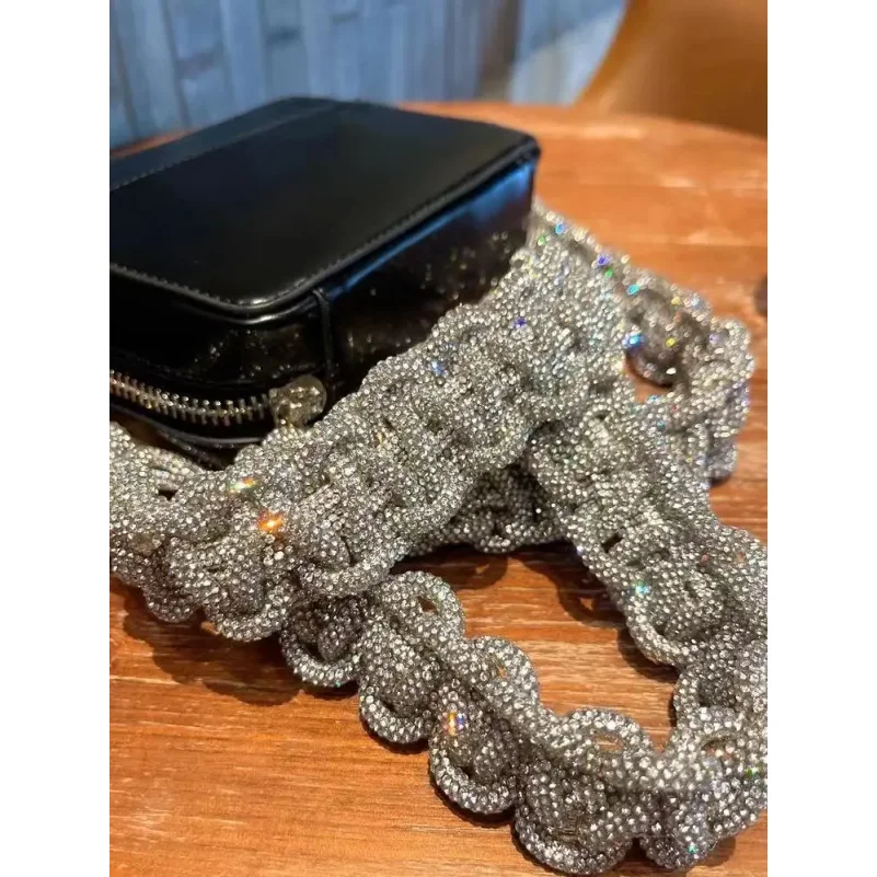 Crystal Rhinestones Diamond Woven Handmade Bag Strap For Handbag Purse Crossbody Shoulder Strap Glitter Belt Bag Accessories