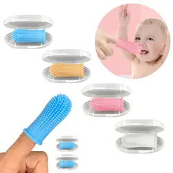 Baby Finger Toothbrush Children Teeth Clear Care Tool Soft Silicone Infant Tooth Brush Rubber Cleaning Baby Brush + Box