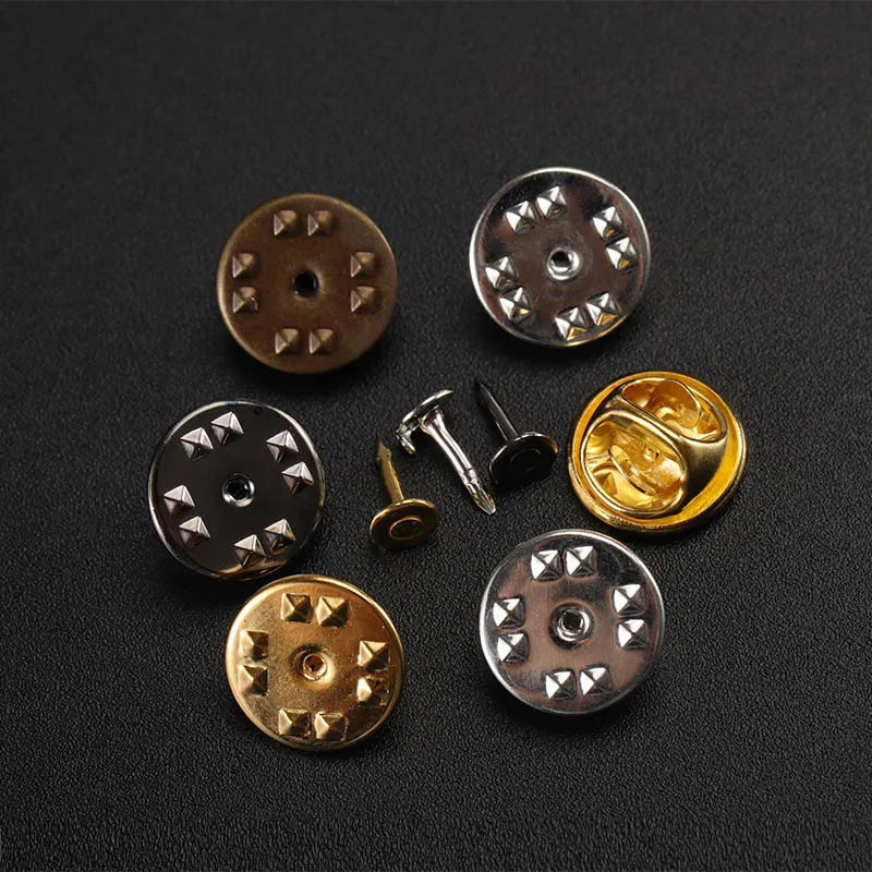 50 Sets / partij Goud Rhodium Koper Nail Tie Tack Revers Pin Terug Clutch Scatter Vlindersluiting Squeeze Badge Houder DIY Sieraden