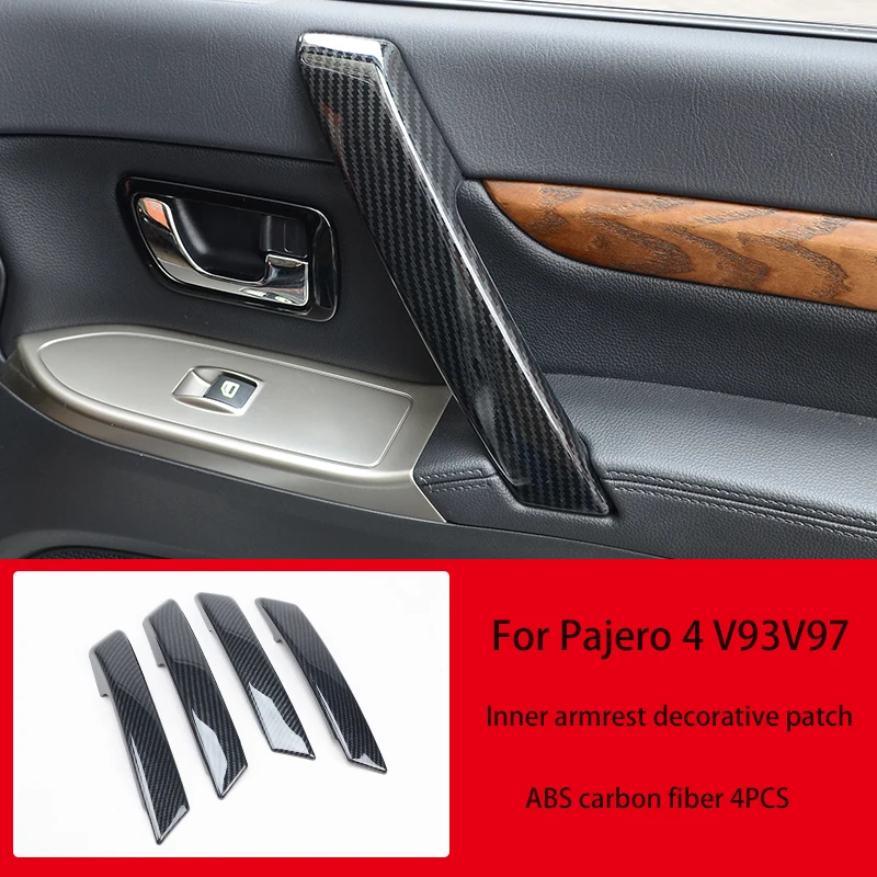 

For Mitsubishi Pajero 4 V93V97V98 inner armrest panel ABS carbon fiber texture door inner armrest decorative patch