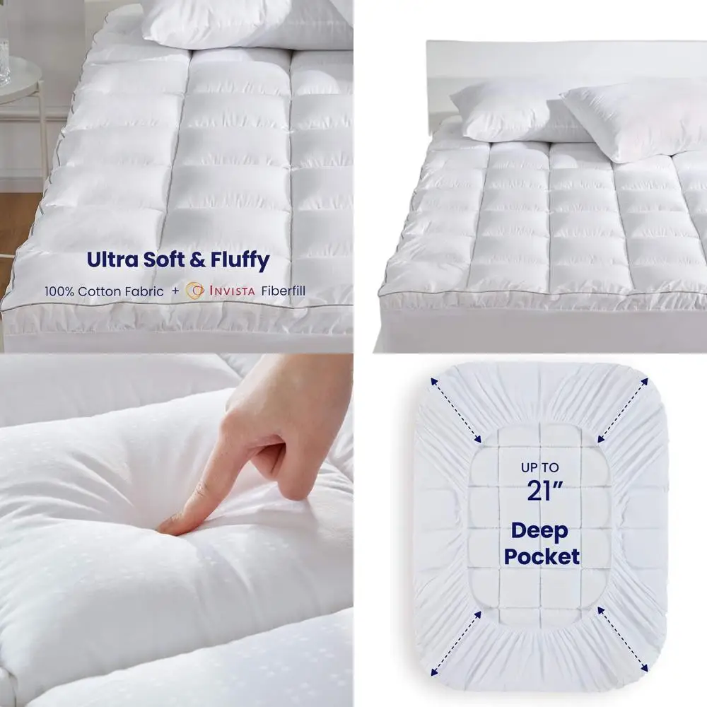 

Cotton Twin Mattress Pad with Machine Washable Protector, Soft and Cooling for Deep Pockets