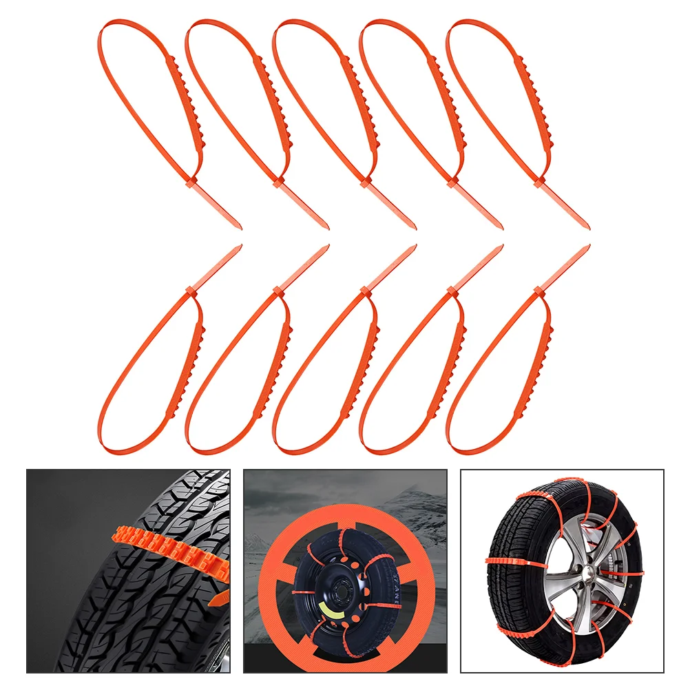 10 Pcs Snow Tire Cable Ties Belt Chain Anti-skid Car Wheel Emergency Chains Tool