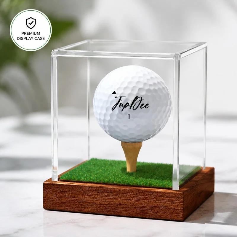 Golf Ball Display Case, Clear Acrylic Holder for Collectibles, Dustproof Showcase for Autographed Balls, Home Office Decor