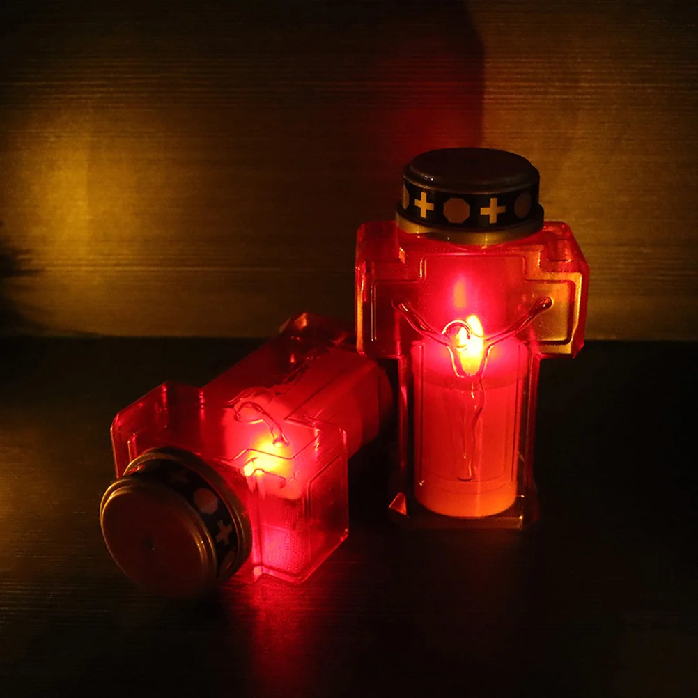 

3pcs Electronic Decor Flameless Light For Garden Cemetery Outdoor Memorial Decor Operated Waterproof Night