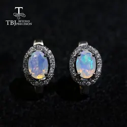 925 sterling silver fine jewelry natural ethiopia Opal clasp earring oval 5*7mm for women nice gift
