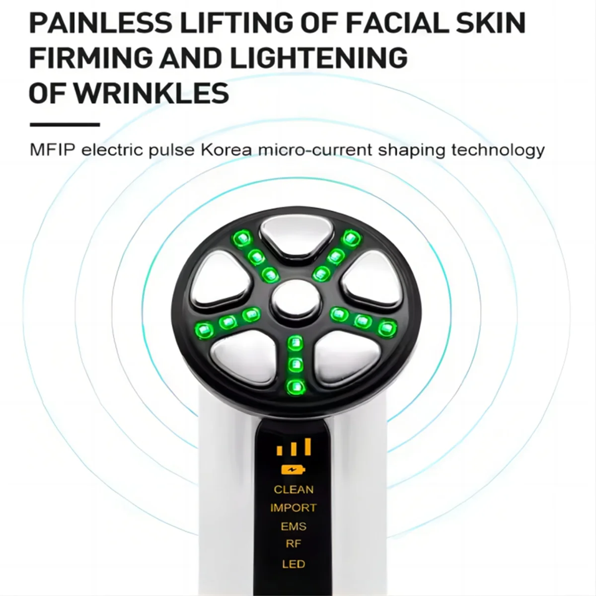 New Microcurrent Facial Device Face Lifting Machine Neck Skin Tighten Massager LED Light Therapy Vibration Beauty Tool White