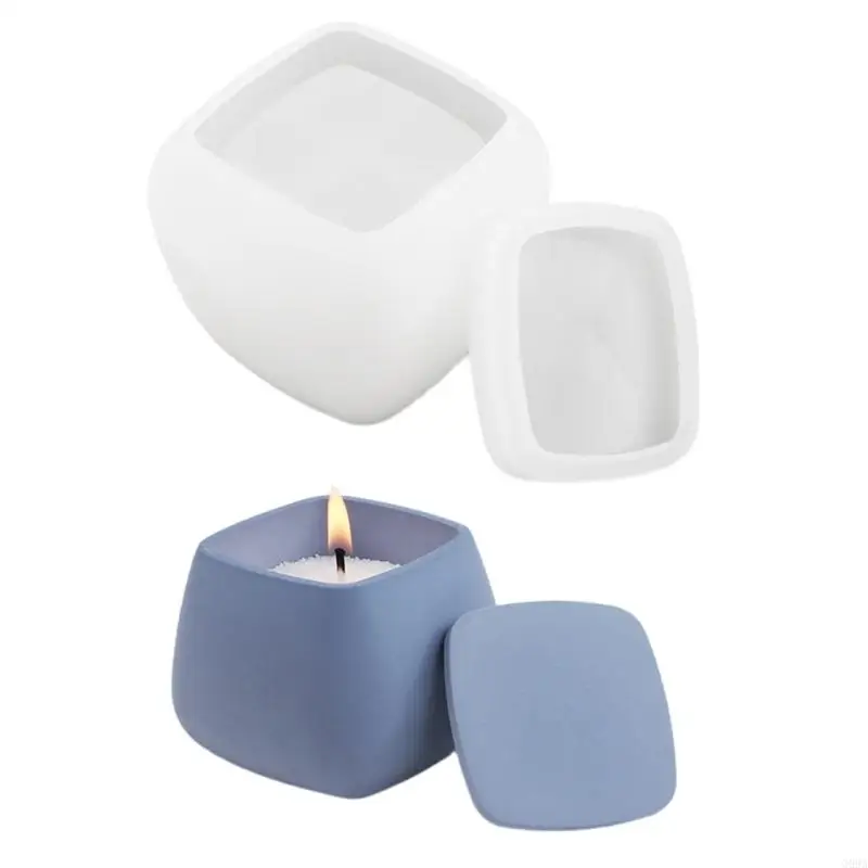 G99A Sqaure Resin Jar Silicone Molds Cubic Candle Holder Molds for Epoxy Resin Candle Cup Home Decoration