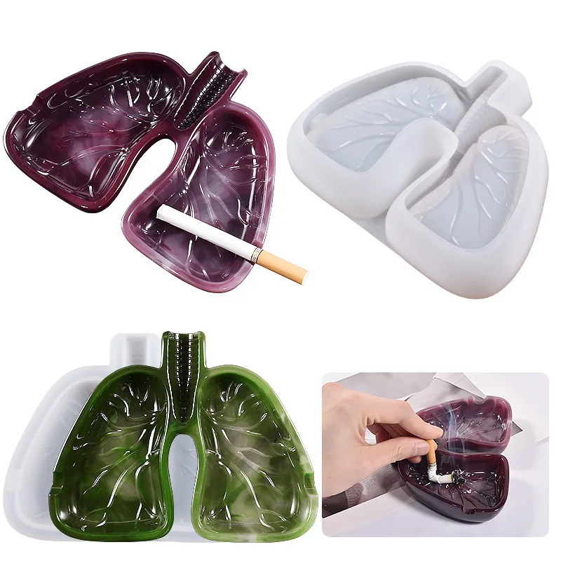 Lung Ashtray Crystal Drop Glue Epoxy Resin Mold DIY Shape Storage Box Silicone Mold Home Decoration Storage