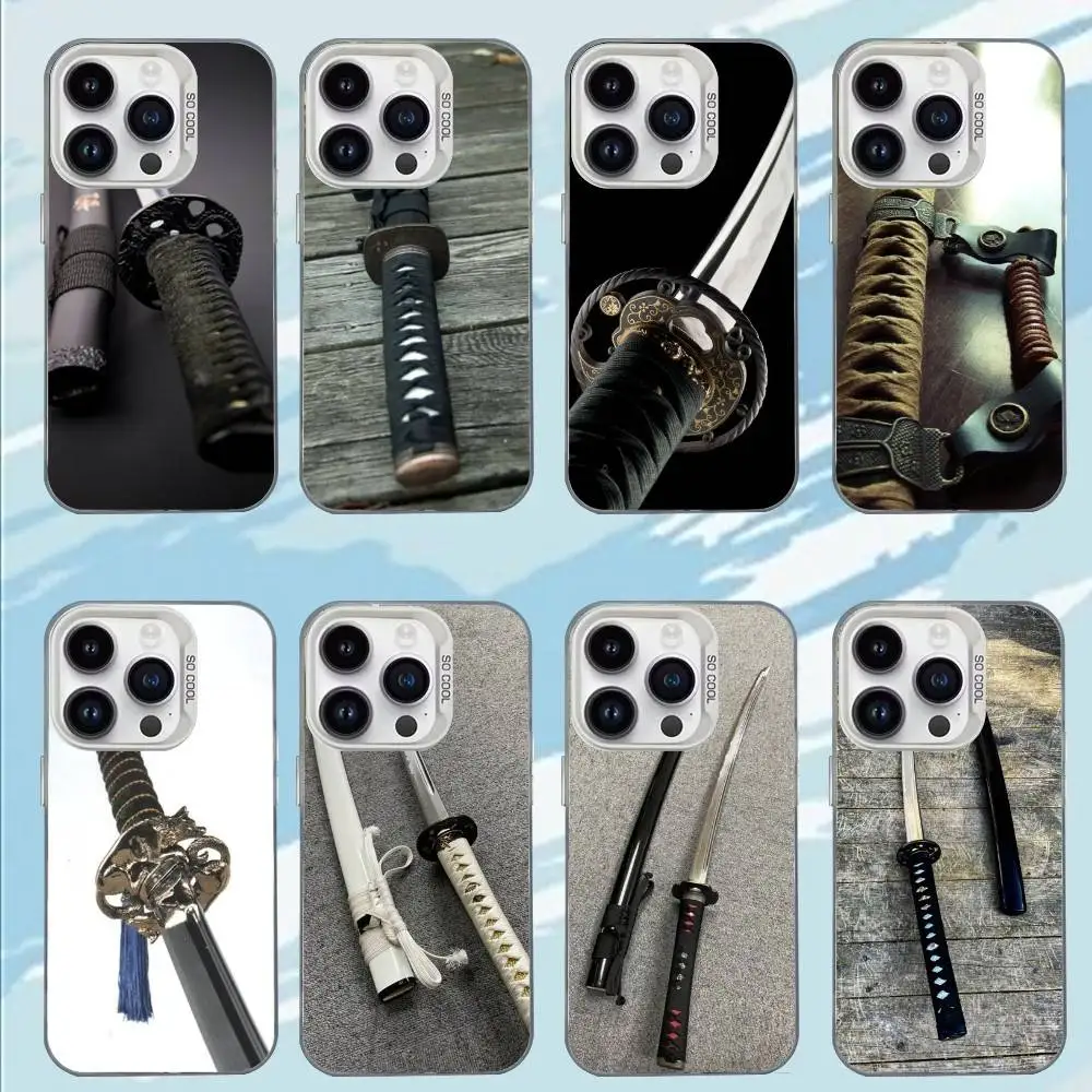 

Katana Phone Case For iPhone 17,16,15,14,13,12,11,Mini,Pro,E,MAX White Matte Shockproof Cover