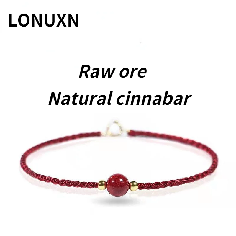 

High Quality Original Ore Purple Golden Sand Natural Cinnabar Crystal Bracelets Round Beads Bracelets for Women Men Jewelry Gift