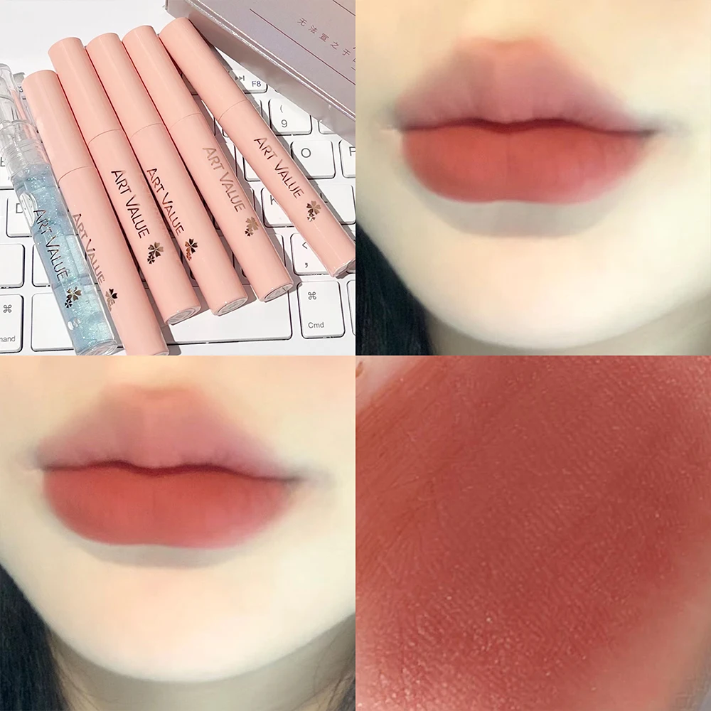 Lip Gloss Set Waterproof Moisturizing Makeup Matte Liquid Lipstick Kit Lip Balm Oil Nourishing Necklace Gift Lip Stick Cosmetics