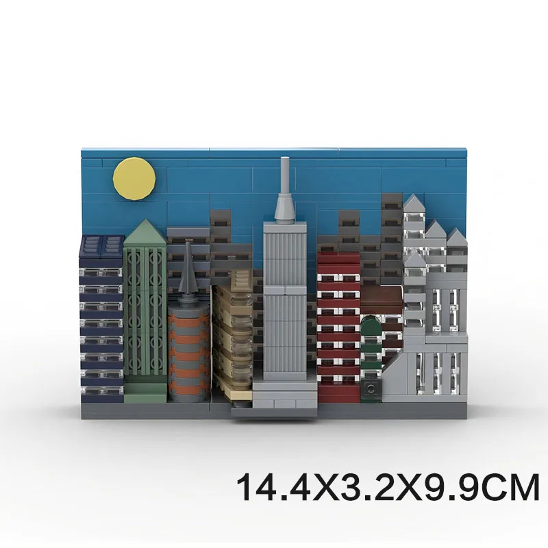 MOC المعمارية عرض الشارع سلسلة النهار والليل المناظر الطبيعية الحضرية أفق اللبنات نموذج DIY بها بنفسك ألعاب أطفال هدية عيد ميلاد