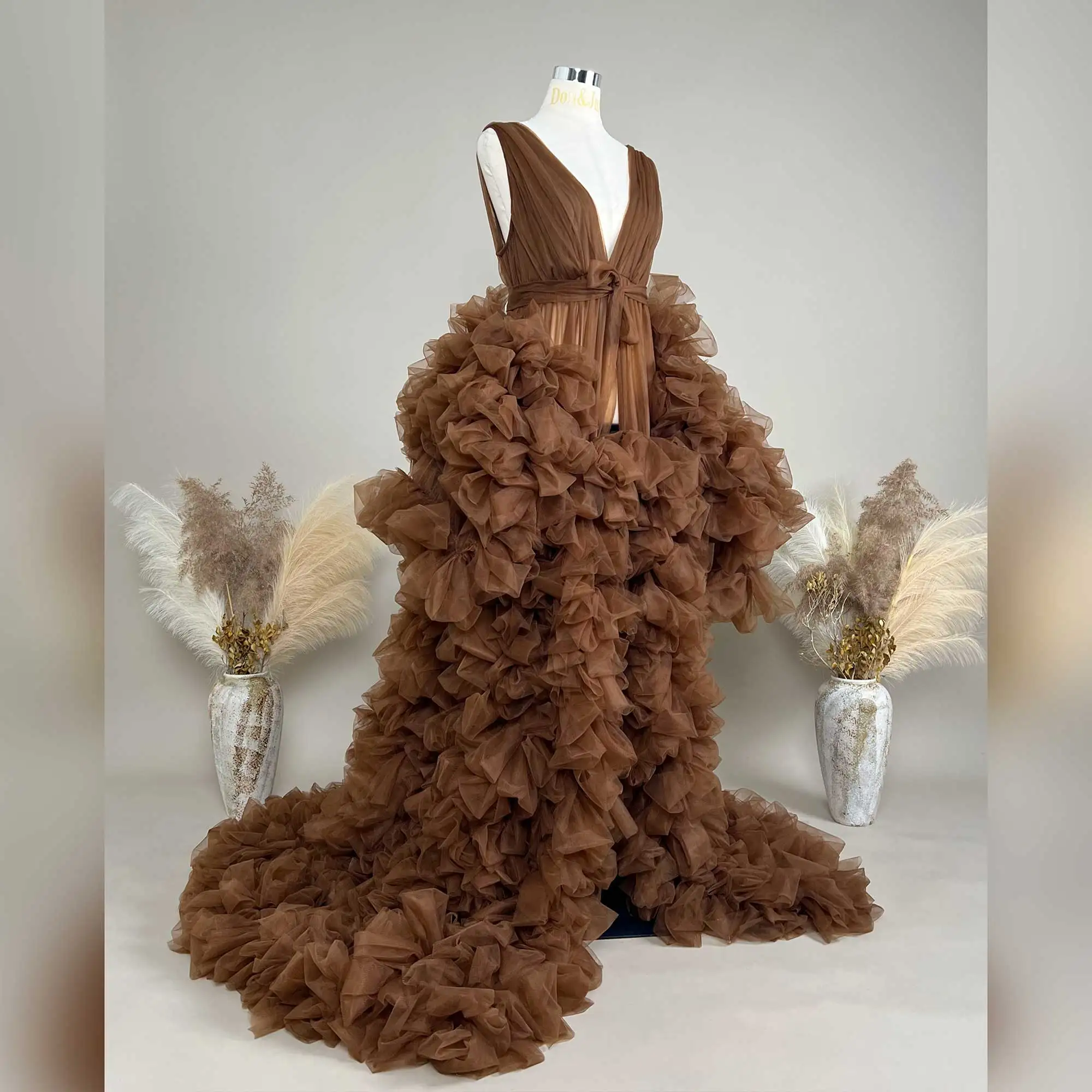 

Платье макси Don&Judy с глубоким V-образным вырезом, съемными рукавами и боковым разрезом, эластичное вечернее платье для фотосессии беременных и для вечеринок в честь рождения ребенка