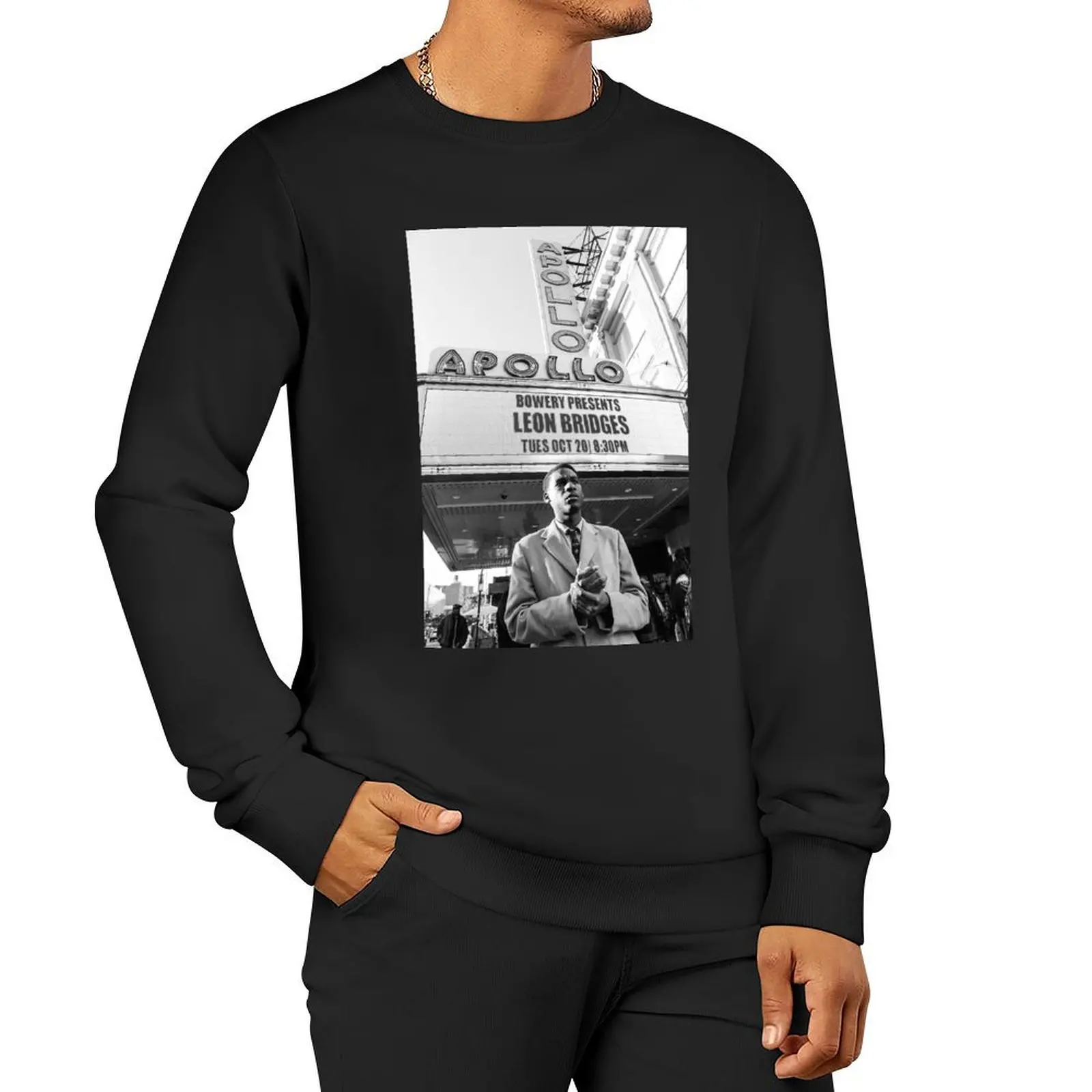 

Leon Bridges Concert Apollo Pullover Hoodie autumn new products sweatshirt men