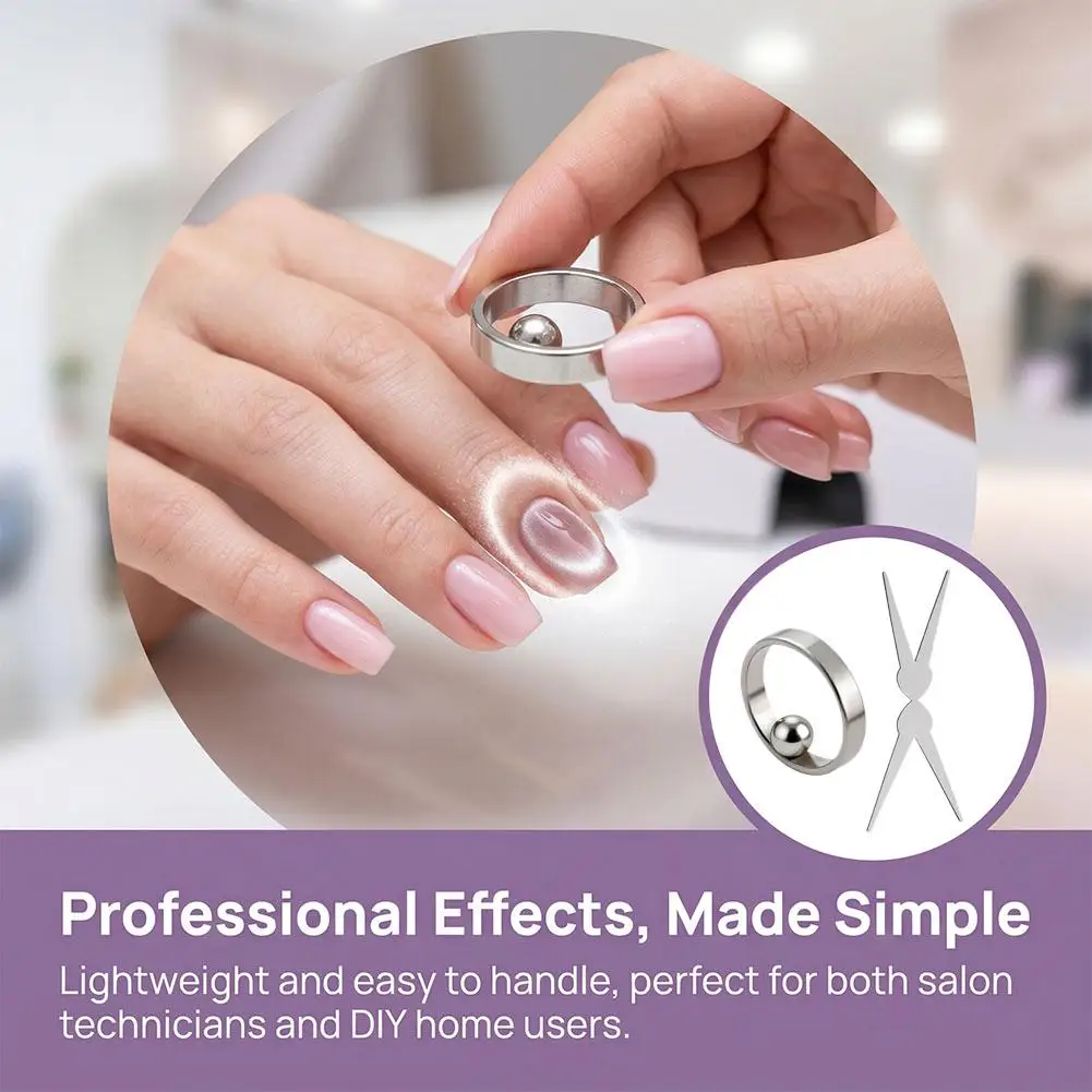 Ring-Shaped Cat Eye Nail Tools For Cat-Eye Gel Nail Polish Nail Ring Magnet French Hollow Cat Eye Circular Magnet For Home DIY
