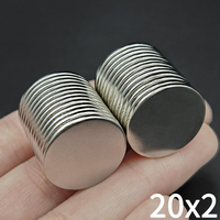 5/10/20/50Pcs 20x2 Neodymium Magnet 20mm x 2mm N35 NdFeB Round Super Powerful Strong Permanent Fridge Magnetic imanes Disc 20*2