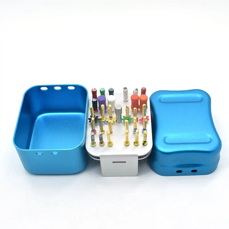 F062 Dental Disinfection Metal Box 30 Points Endo Files Holder  Autoclave Sterilizer Case Burs For Oral Care Tools Random Color