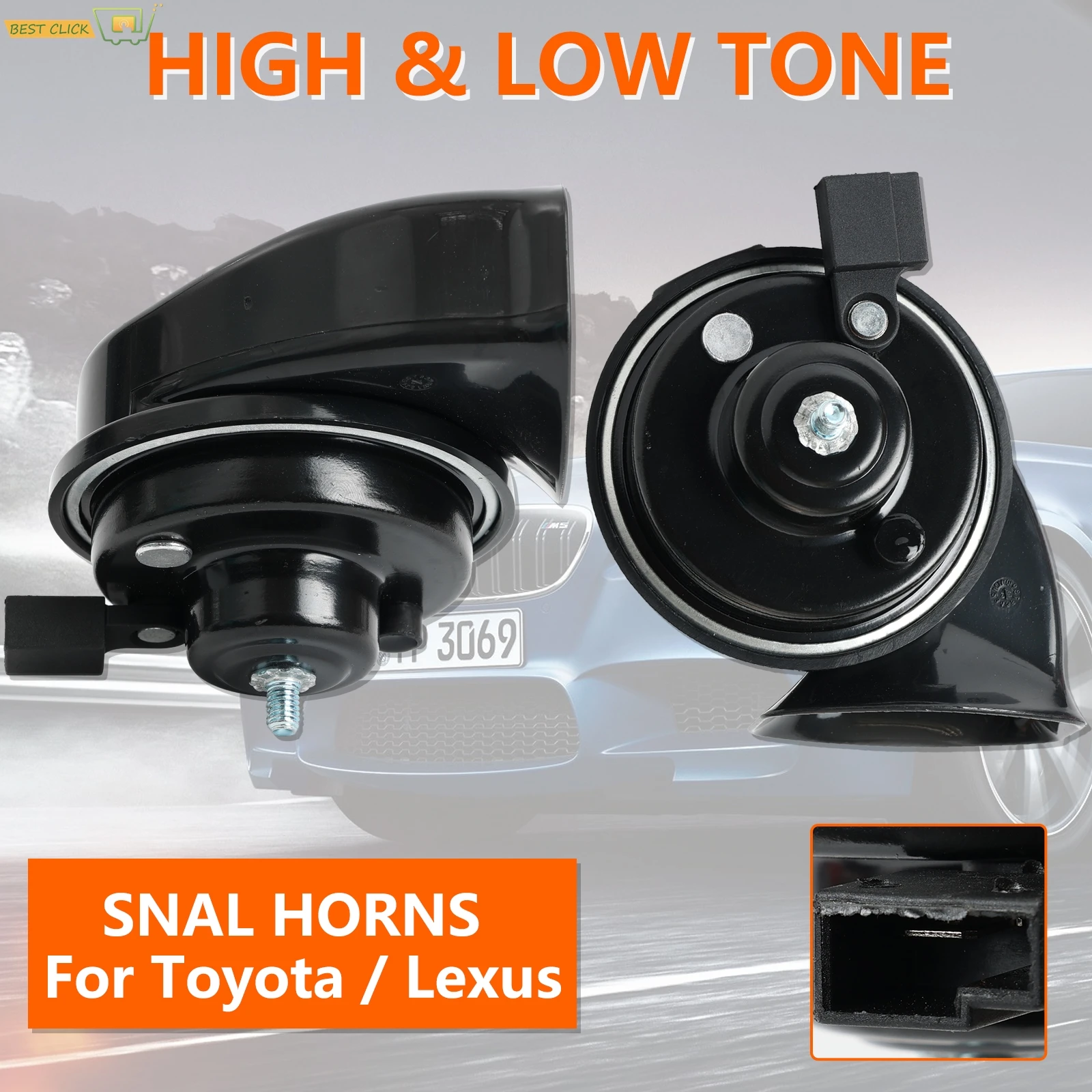 

Dual Snail Horn 12V 110-125DB Waterproof High Low For Toyota Hilux Corolla Avensis C-HR Camry Highlander Land Cruiser Prius RAV4