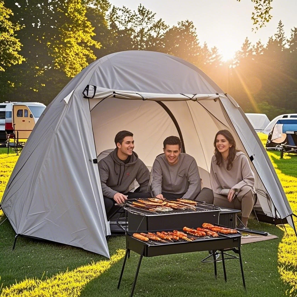 

3-4 Person Tent, Waterproof PU4000mm, Lightweight & Double-Layer for Family Camping, 2 Doors, Easy Setup, Nice Ventilation