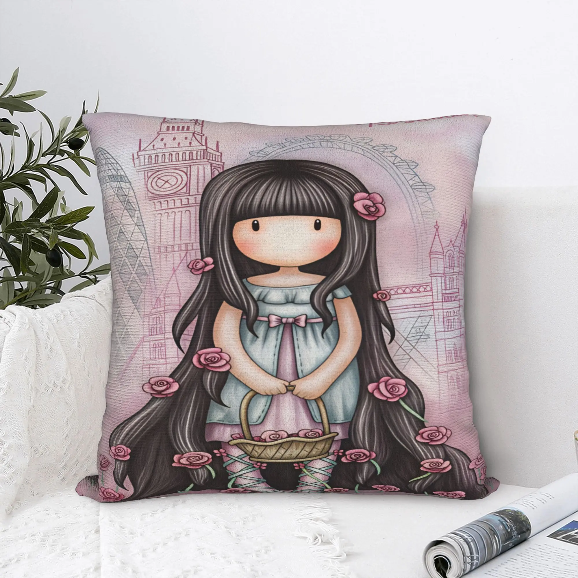 Cartoon Girl Santoro Gorjuss Pillow Case  Morden Pillow Cover Square Pillowcases For Sofa Bedroom Home Decor