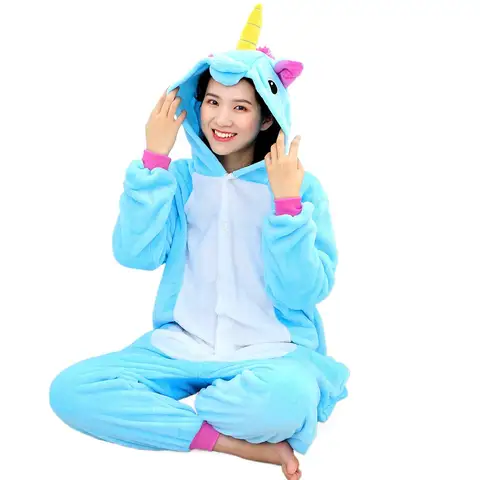 Kigurumi 페가수스 만화 잠옷 Onesies 여성 남성 동물 잠옷 점프 슈트 크리스마스 할로윈 코스프레 파티 의상