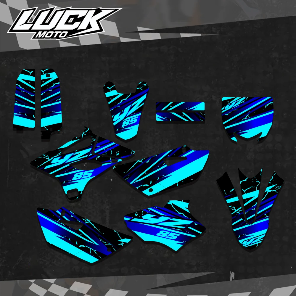 Autocollants graphiques complets pour YZ85 YZ 85 2015 2016 2017 2018 2019 2020 2021, arrière-plan de moto, nom de numéro personnalisé