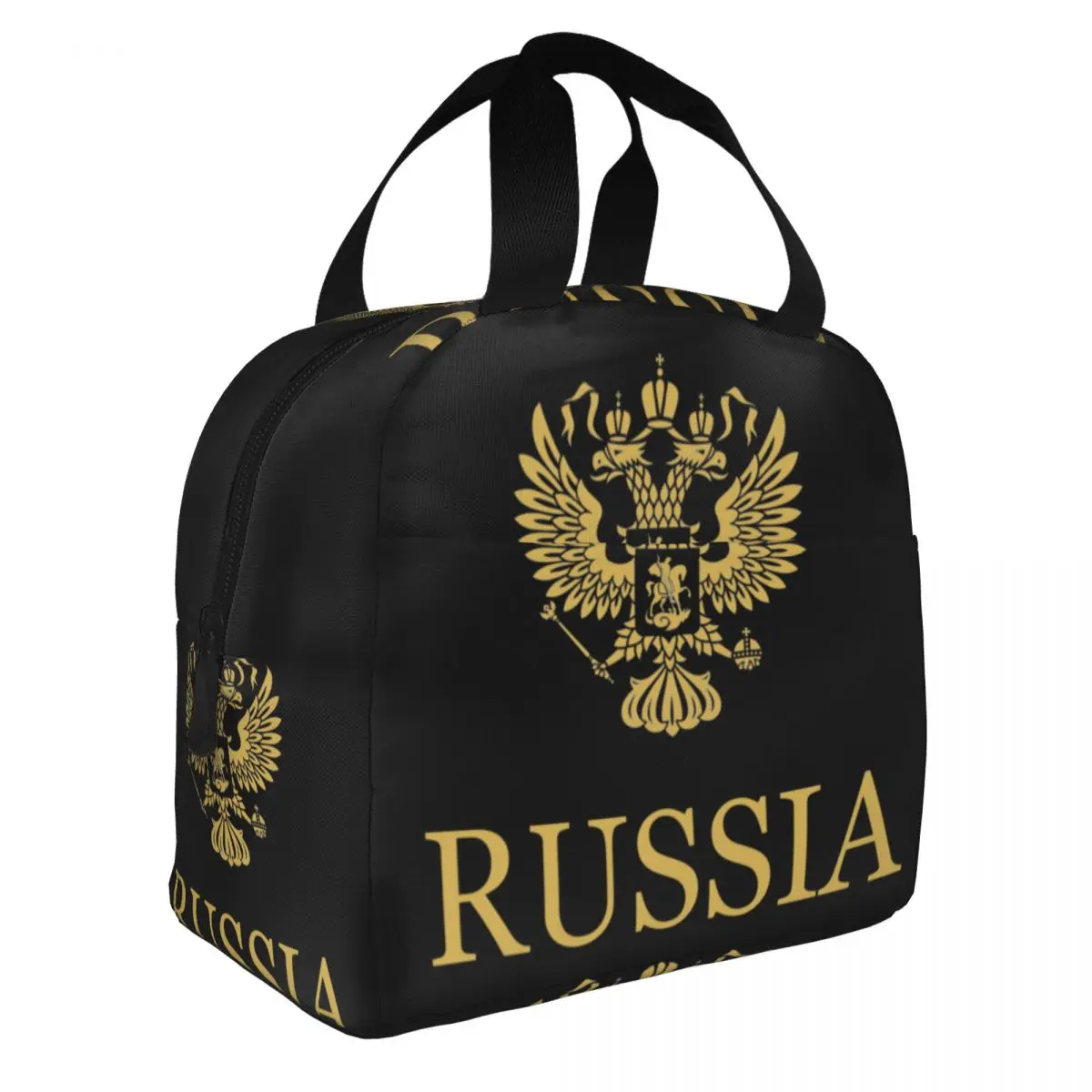 Russia Coat Of Arms Eagle Insulated Lunch Tote Bag for Women Portable Thermal Cooler Bento Box Work School Travel