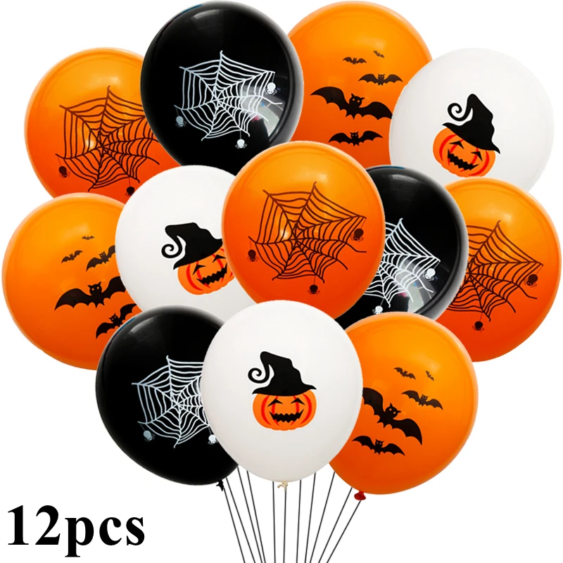 12 stks Halloween Ghost Ballonnen Spider Heks Vleermuis Pompoen Skelet Horror Happy Halloween Party Decoratie Carnaval Party Supply