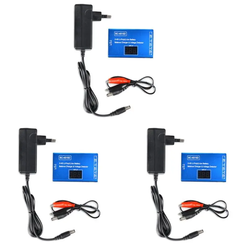

【SURPISE】3X BC-4S15D Детектор баланса заряда LiPo/Li-аккумуляторов с ЖК-дисплеем и цифровым отображением, вилка стандарта ЕС