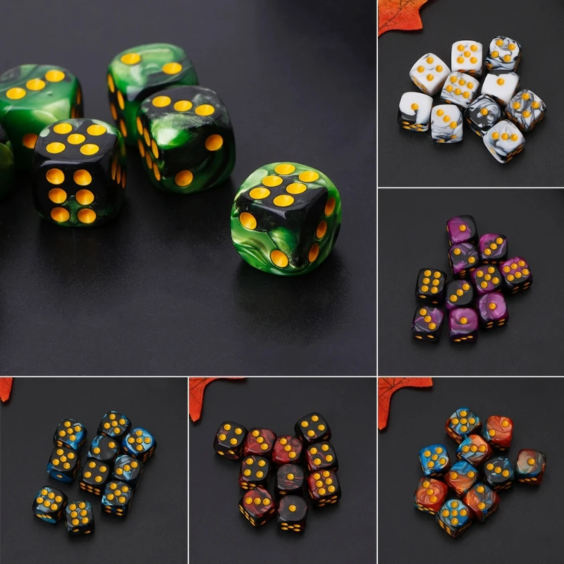 10pcs Six Sided 12mm Acrylic Dices Transparent Cube Round Corner Portable Table Playing TRPG Board Games Digital Dice For Bar