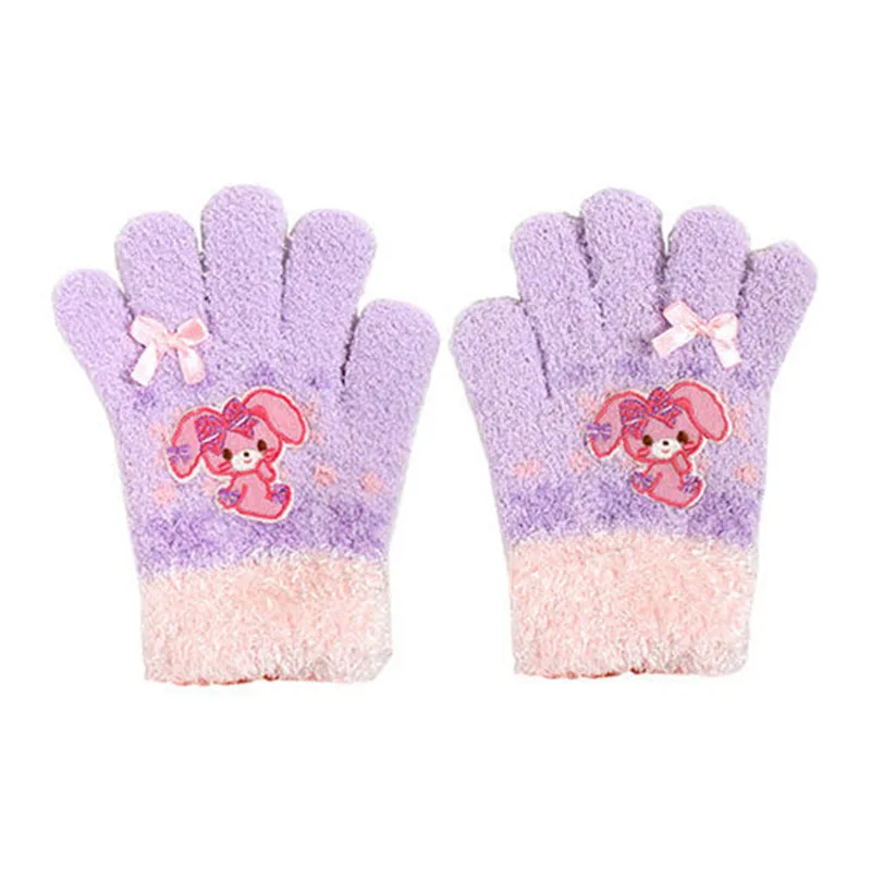 

Bonbonribbon Winter Gloves for Girls Kids Cartoon Anime Bunny Cute Kawaii Gloves Purple