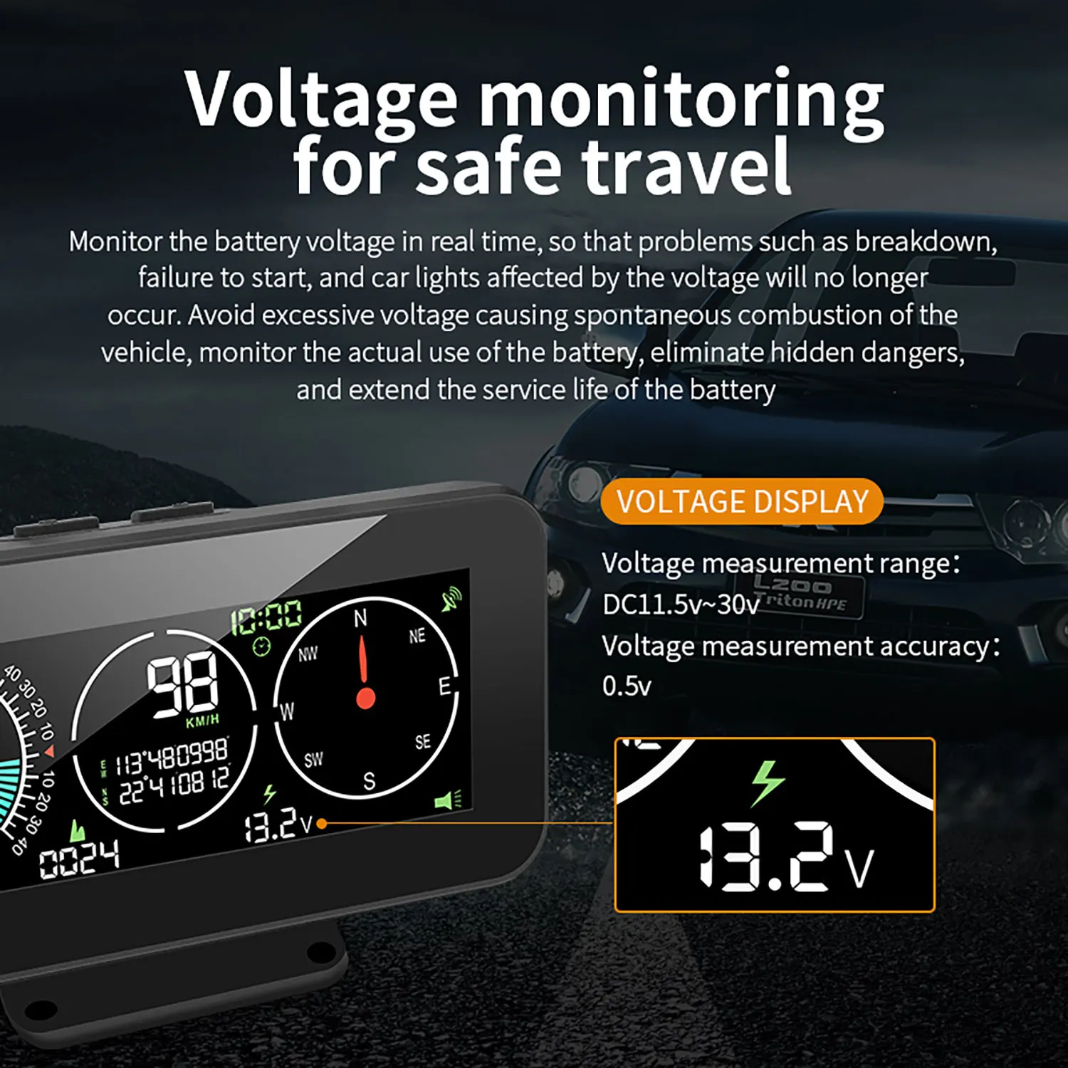 M60 سيارة البوصلة الميل عداد السرعة GPS سرعة المنحدر الرقمية الميل متر السيارات على الطرق الوعرة الملحقات