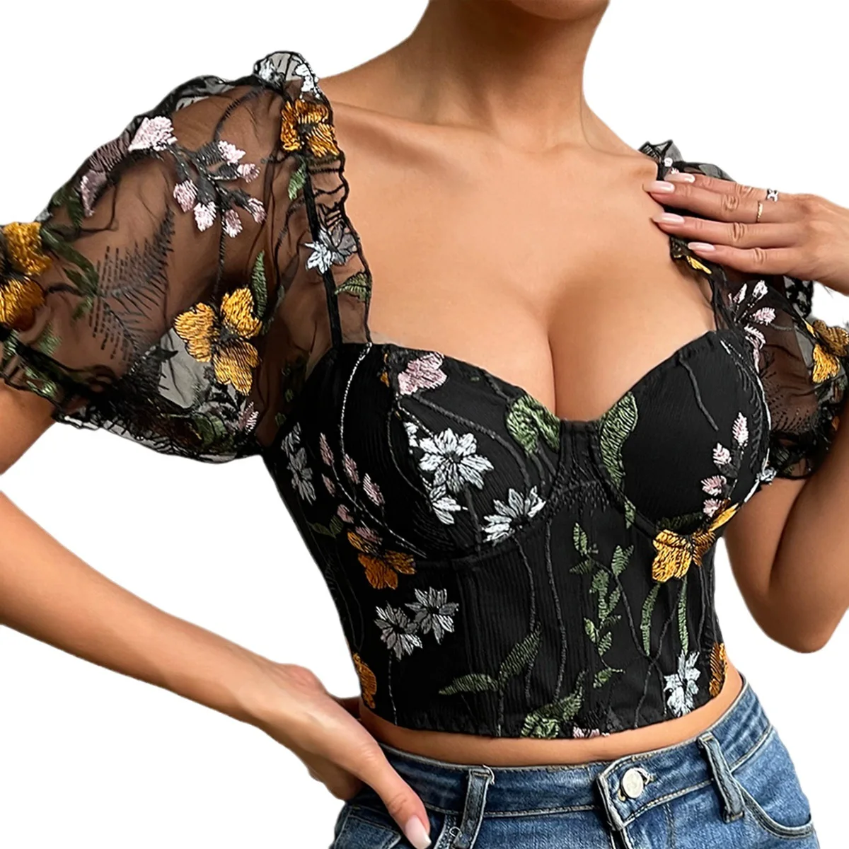 Women\'s Sexy Bustier Corset Tank Tops Button Back Corset y2k Party Streetwear Crop Top Fashion Bubble Sleeve Lingerie Camis Vest