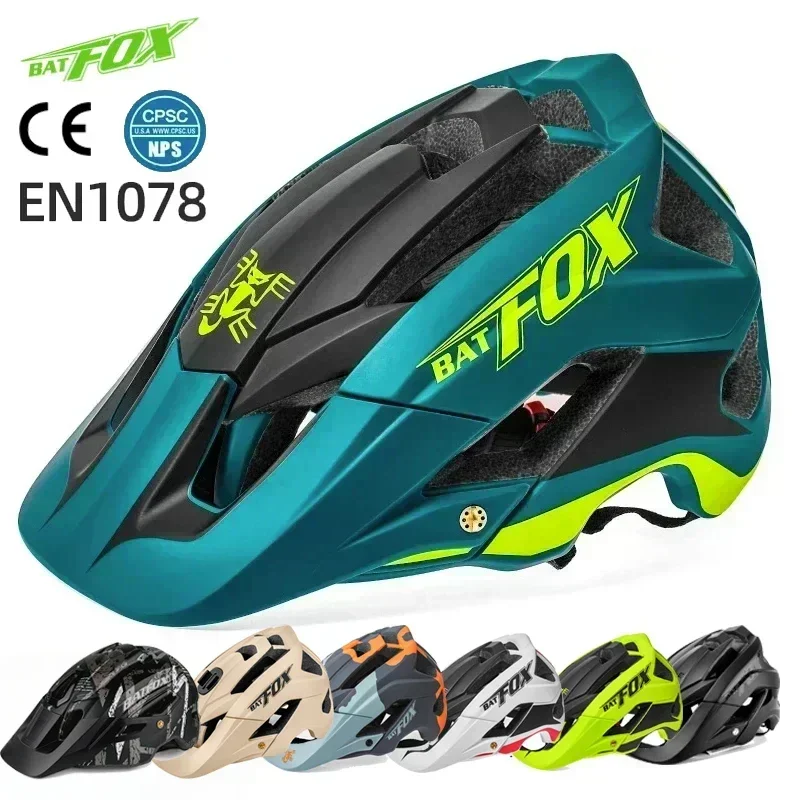 Batfox Ultralight Mountain Bike Helmet DH Downhill MTB Integrally-molded Bicycle Cycling Helmet Sun Visor Safety Cap Men Riding