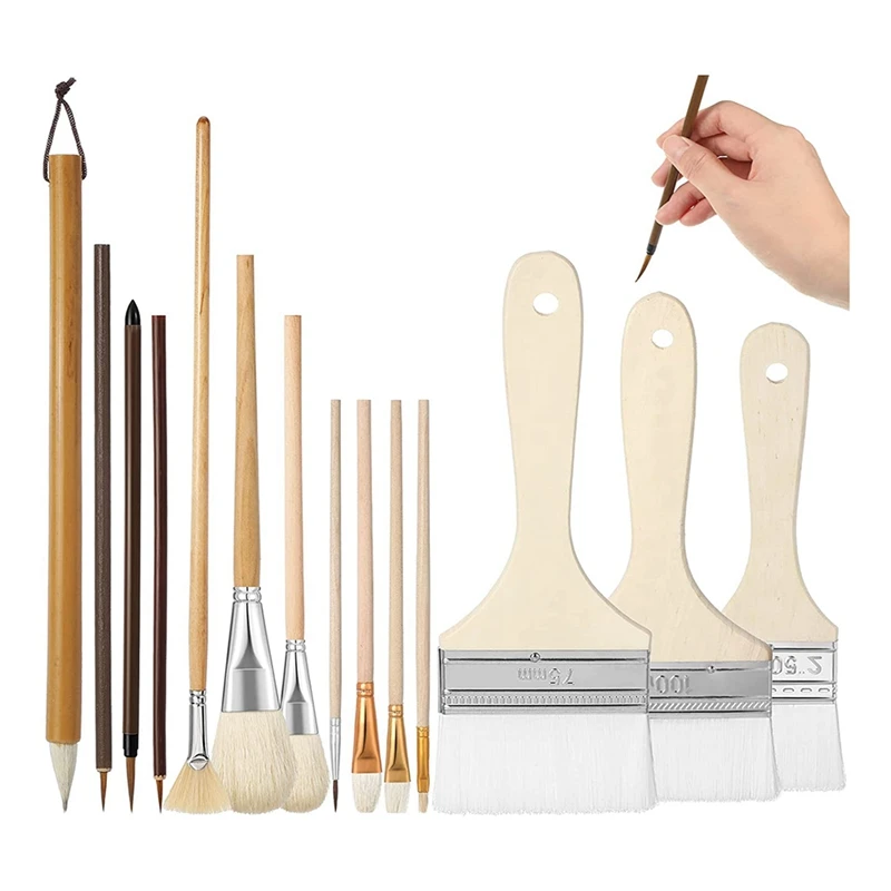 

14Piece Paint Brushes Different Shapes Glaze Brushes For Pottery Artists Adults Kids Students