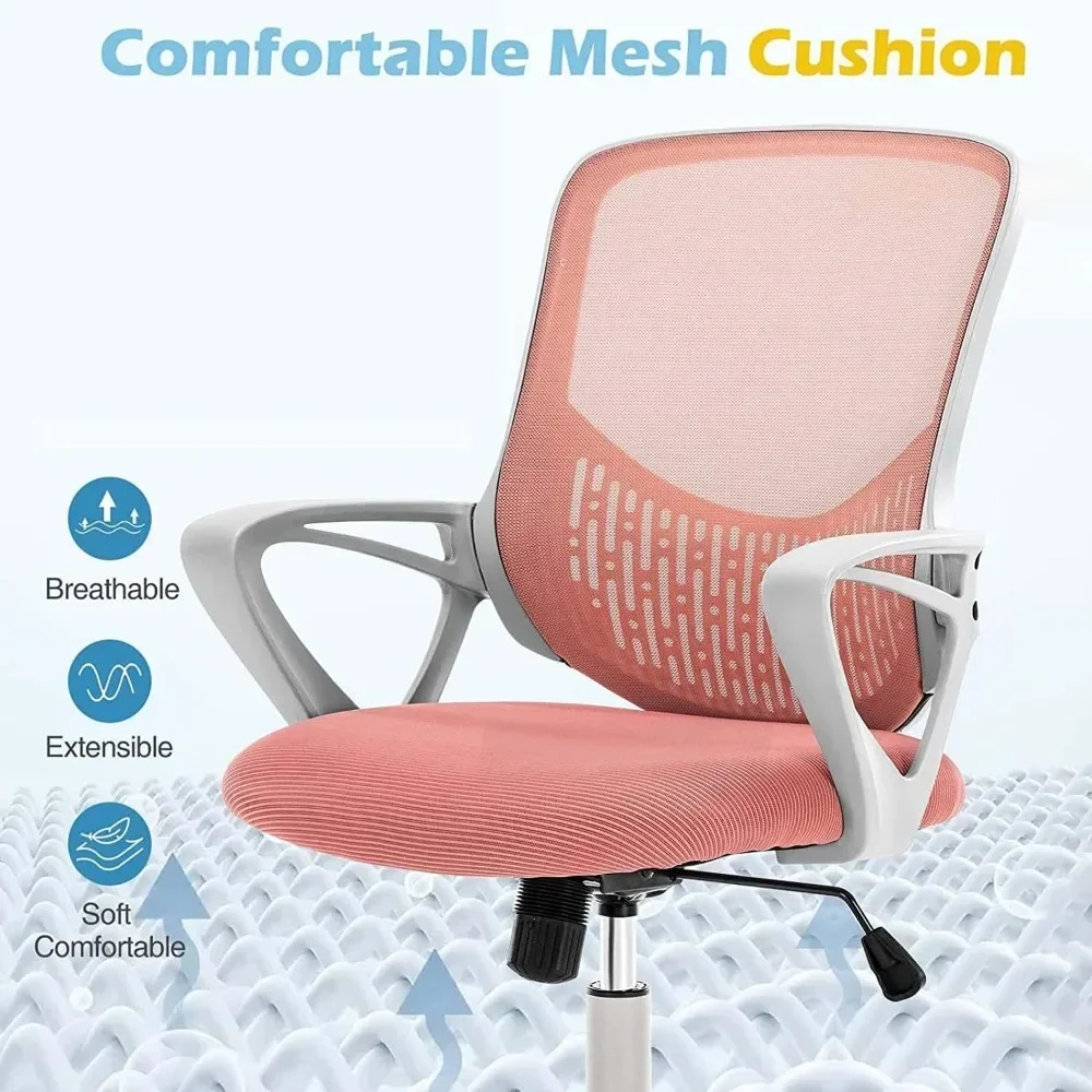 Chaise de Bureau Ergonomique à Dossier Moyen, Siège de Travail en Maille à Comcussion, Fauteuil d'Ordinateur