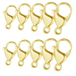 10pcs/lot 18k Gold Mirror Polished 316L Stainless Steel Lobster Clasp 9-19mm Diy Jewelry Clasps for Necklace Bracelet Making