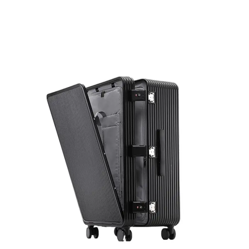 Thickened metal 37 open all aluminum magnesium alloy business travel case trunk front open cover universal wheel trolley case