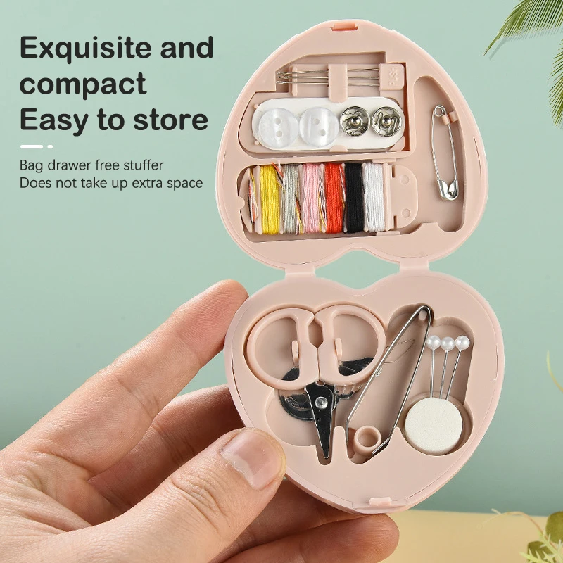 Heart-shaped Convenient 8-piece Student Dormitory Handmade Multifunctional Sewing Kit Mini Needle And Thread Organizer Set